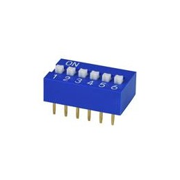 10 pcs : DS01C-254-L-06BE - DIP Switches/SIP Switches DIP Switch, SPST, 2.54 pitch, raised actuator, covex bottom, long pin, 6 p