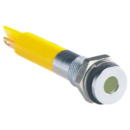 1 pcs - RS PRO Yellow Panel Mount Indicator, 24V dc, 6mm Mounting Hole Size, Solder Tab Termination, IP67