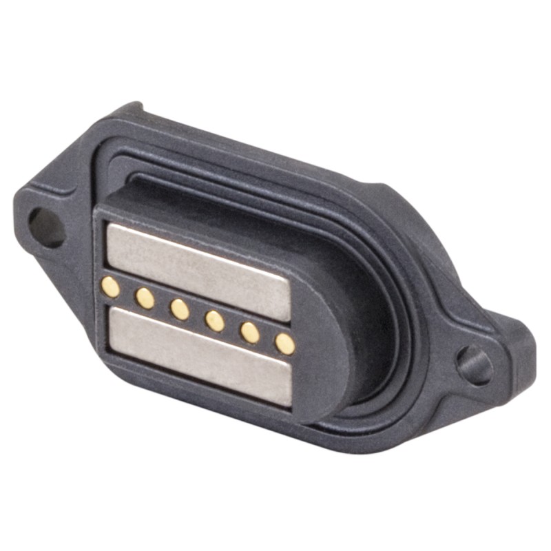 1 pcs - Rosenberger, MultiMag 6, Straight Panel Mount Female Magnetic Connector, PCB Termination