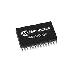 10 pcs : AVR64DD28-E/SO - 8-bit Microcontrollers - MCU 64KB, 8KB RAM, 28p, 24MHz, MVIO, 12b ADC, ZCD, DAC, 2xUART, SPI, TWI, Ext