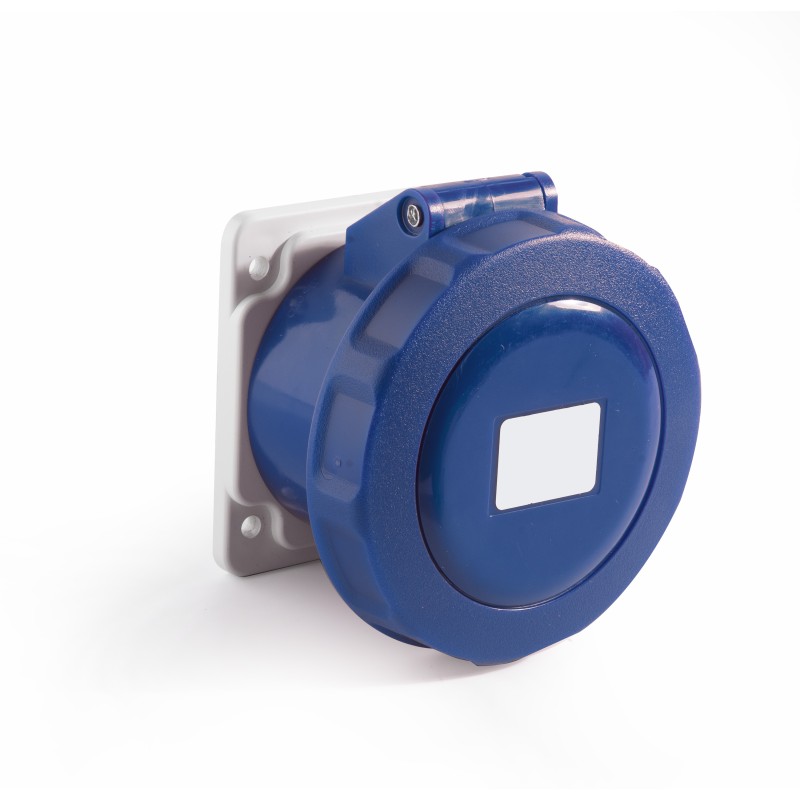 1 pcs - RS PRO IP67 Blue Panel Mount 2P + E Industrial Power Socket, Rated At 16A, 200 - 250 V
