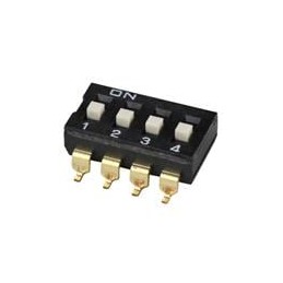 10 pcs : DS04-254-1-04BK-SMT - DIP Switches/SIP Switches DIP Switch, SPST, 2.54 pitch, Raised actuator, SMT, 4 position, Blackl