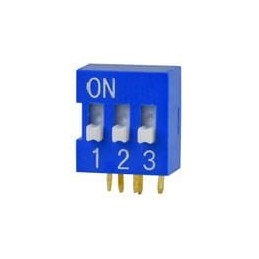 10 pcs : DS03-254-03BE - DIP Switches/SIP Switches DIP Switch, SPST, 2.54 pitch, Raised actuator, right angle, 3 position, Blue