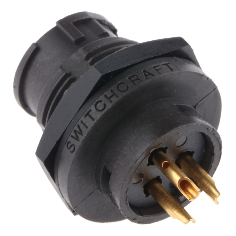 1 pcs - Switchcraft Circular Connector, 3 Contacts, Panel Mount, Plug, Male, IP68, IP69K, EN3 Series