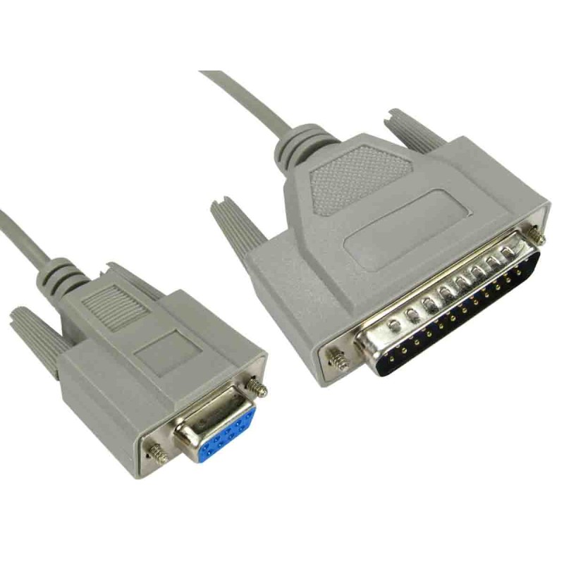 1 pcs - RS PRO Female 9 Pin D-sub to Male 25 Pin D-sub Serial Cable, 2m PVC