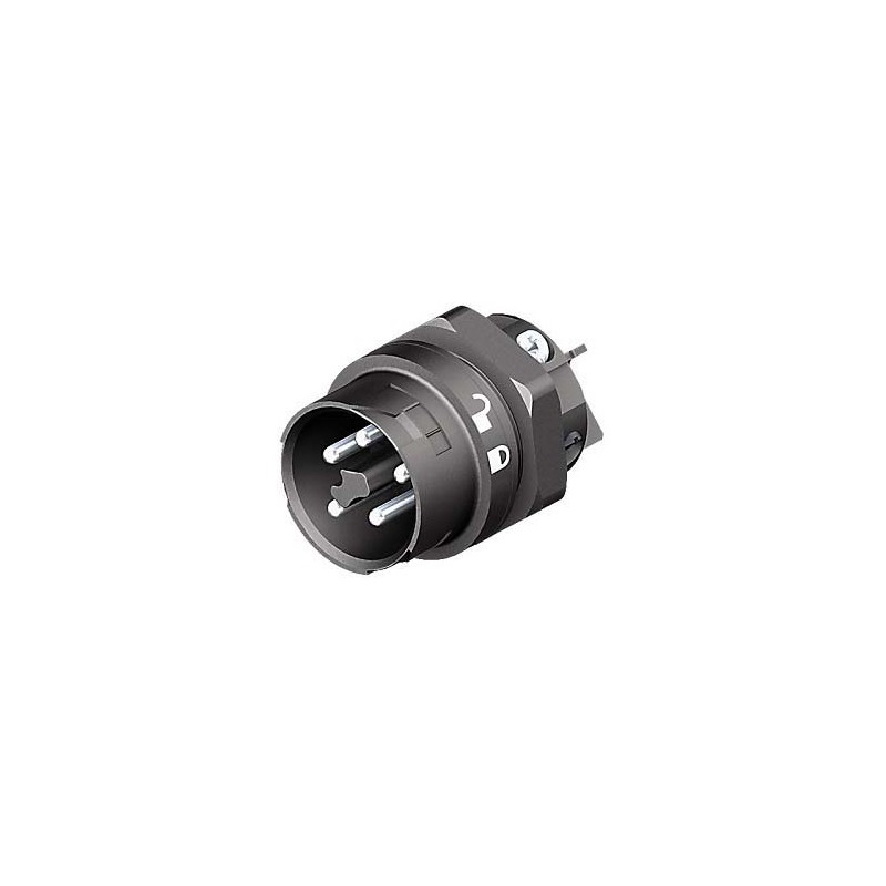 1 pcs - Wieland RST Mini Series Mini Connector, 5-Pole, Male, 1-Way, Panel Mount, 16A, IP66, IP68, IP69