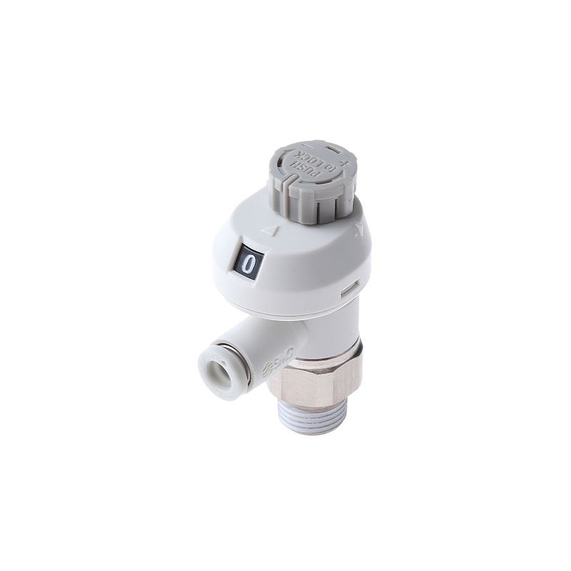 1 pcs - SMC AS2201FS Series Threaded Speed Controller, R 1/8 Male Inlet Port x 6mm Tube Outlet Port