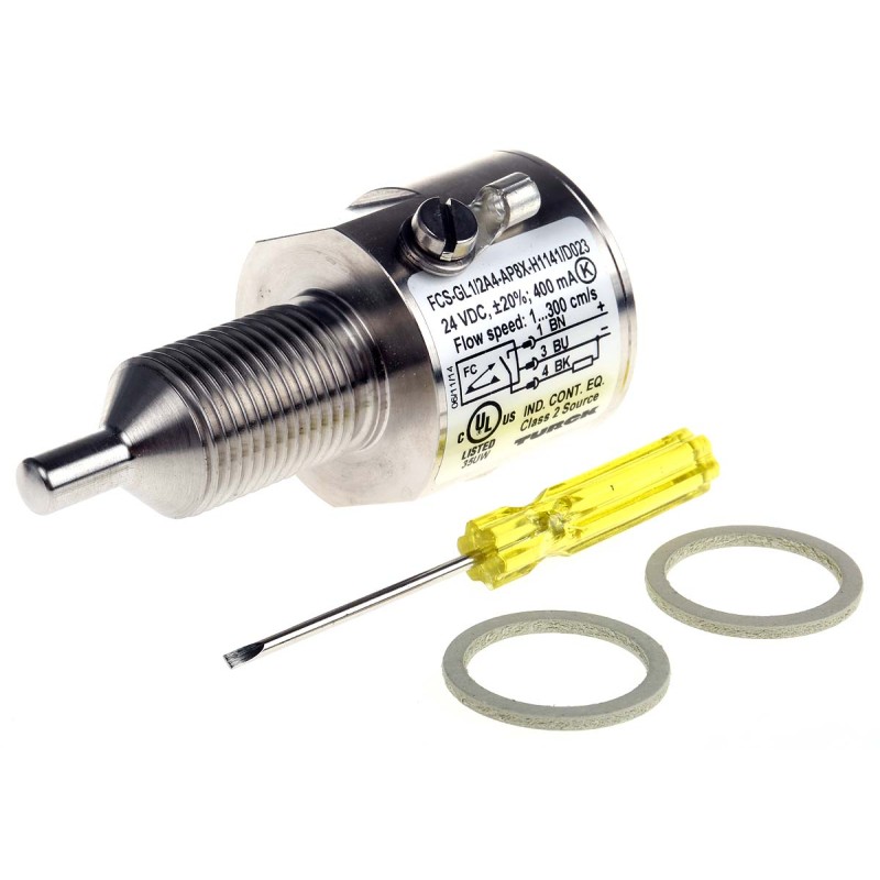 1 pcs - Turck Compact Mount Flow Controller, 1 - 150 (Water) cm³/s, 3 - 300 (Oil) cm³/s, PNP Output, 21 -