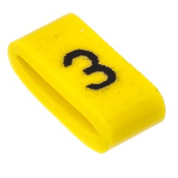 1 Bag of 500 - HellermannTyton Ovalgrip Slide On Cable Markers, Black on Yellow, Pre-printed '3', 2.5 - 6mm Cable