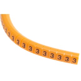 1 Reel of 100 - RS PRO Snap On Cable Markers, Black on Orange, Pre-printed '3', 4 - 5mm Cable
