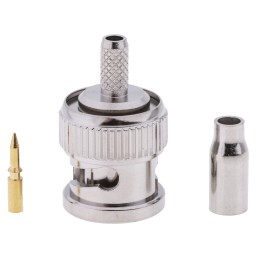 1 pcs - RS PRO, Plug Cable Mount BNC Connector, 50Ω, Crimp Termination, Straight Body