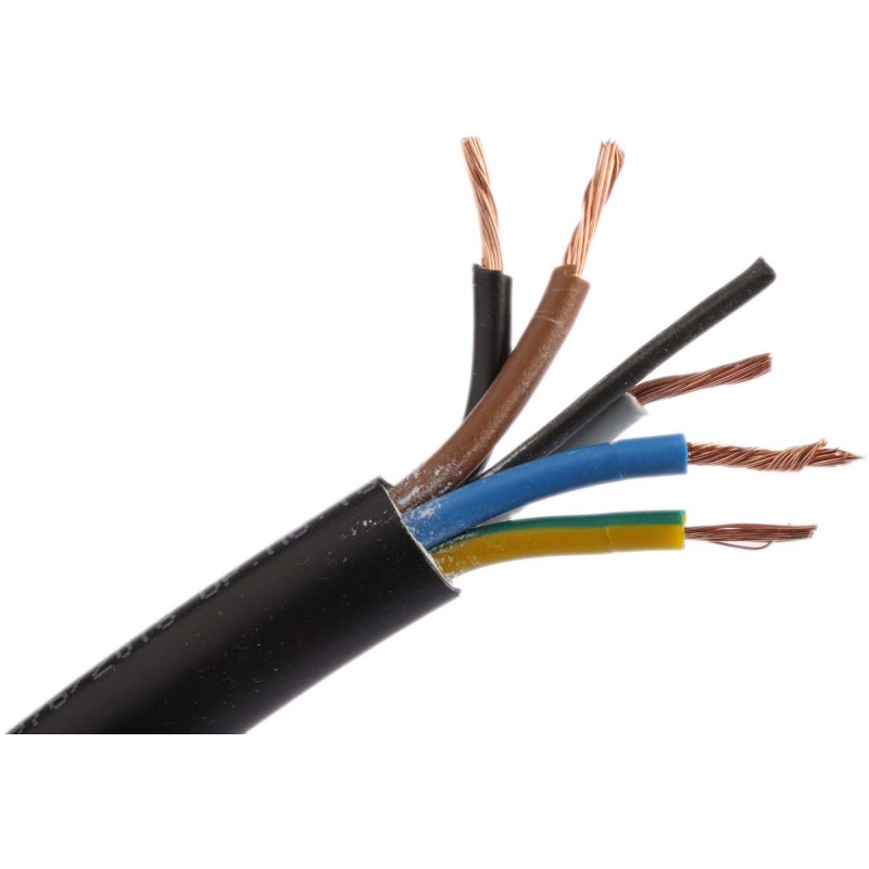 1 Reel of 100 M - RS PRO 5 Core Power Cable, 0.75 mm², 100m, Black PVC Sheath, 3185Y, 6 A, 300 V, 500 V