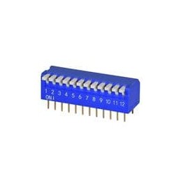 10 pcs : DS02C-254-1L-12BE - DIP Switches/SIP Switches DIP Switch, SPST, 2.54 pitch, Raised actuator, convex bottom, long pin, 1