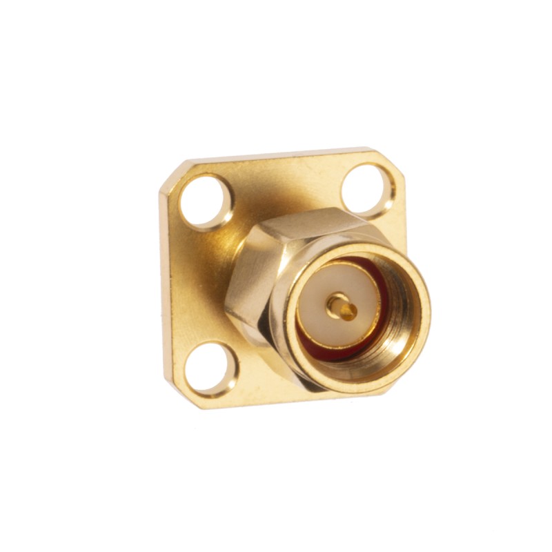 1 pcs - RS PRO Female, Male Flange Mount SMA Connector, 50Ω, Solder Termination, Straight Body