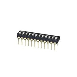 10 pcs : DS04-254-2L-12BK - DIP Switches/SIP Switches DIP Switch, SPST, 2.54 pitch, flat actuator, long pin, 12 position, Black