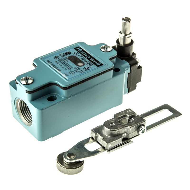 1 pcs - Honeywell GLF Series Adjustable Roller Lever Limit Switch, NO/NC, IP67, SPDT, Die Cast Zinc Housing, 250V ac Max, 10A