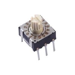 10 pcs : 220ADC16 - Coded Rotary Switches 16 pos thru hole Knurled shaft w/slot
