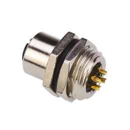 1 pcs - TE Connectivity Circular Connector, 4 Contacts, Panel Mount, M12 Connector, Socket, Female, IP67, M12 Series