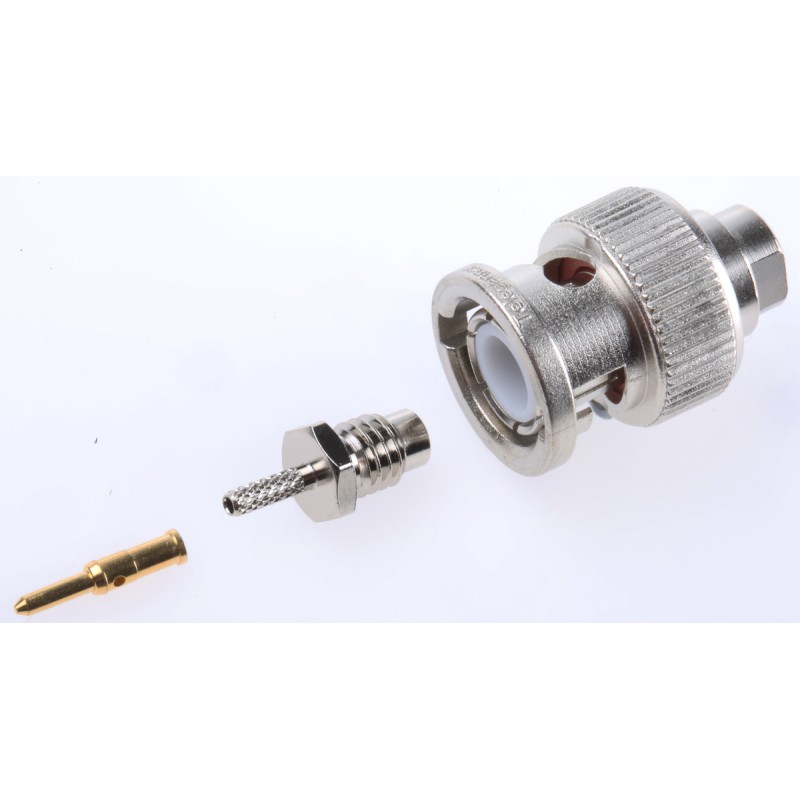 1 pcs - Telegartner, Plug Cable Mount BNC Connector, 50Ω, Crimp Termination, Straight Body