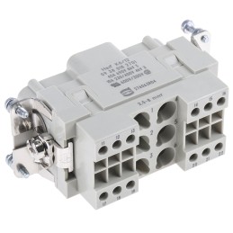 1 pcs - HARTING Heavy Duty Power Connector Insert, 40A, Female, Han-Com Series, 18 Contacts