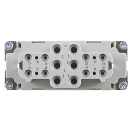 1 pcs - HARTING Heavy Duty Power Connector Insert, 40A, Female, Han-Com Series, 18 Contacts