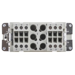 1 pcs - HARTING Heavy Duty Power Connector Insert, 40A, Female, Han-Com Series, 18 Contacts