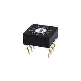 10 pcs : RDS-10S-1055-D - Coded Rotary Switches Rotary DIP switch, 10 x 10 x 5.5 mm, 10 position, black, TH