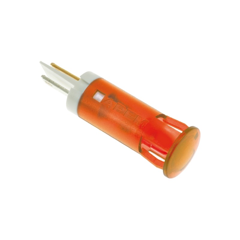 1 pcs - Apem Orange Panel Mount Indicator, 24V dc, 10mm Mounting Hole Size, Faston, Solder Lug Termination