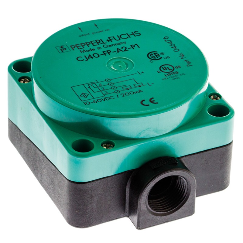 1 pcs - Pepperl + Fuchs Capacitive Block-Style Proximity Sensor, 40 mm Detection, PNP Output, 10 - 60 V dc, IP65