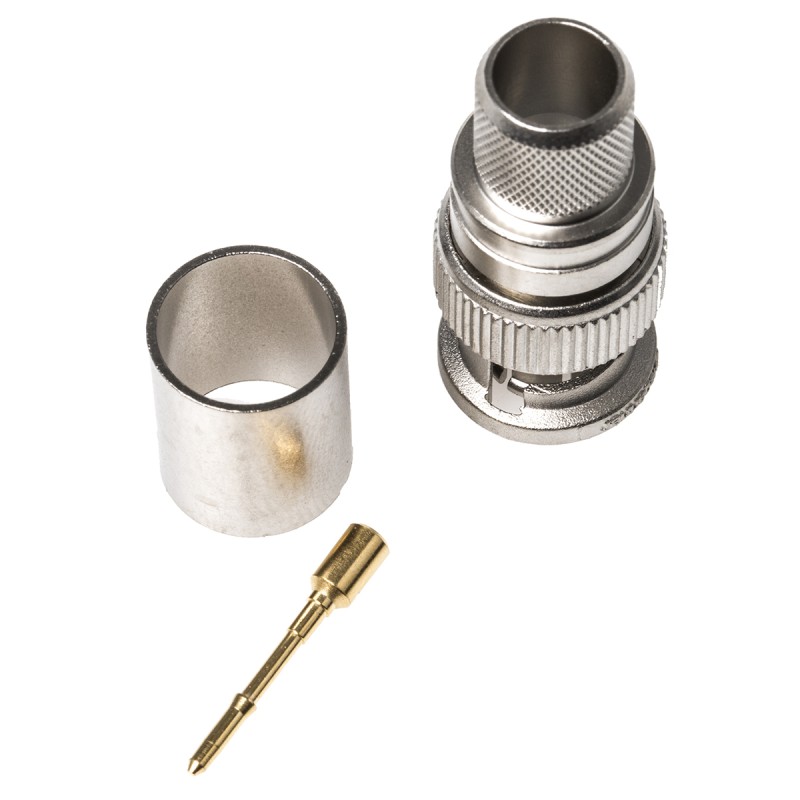 1 pcs - Telegartner, Plug Cable Mount BNC Connector, 75Ω, Crimp Termination, Straight Body