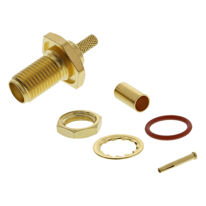 1 pcs - Telegartner, jack Panel Mount SMA Connector, 50Ω, Crimp Termination, Straight Body