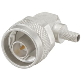 1 pcs - Rosenberger, Plug Cable Mount N Connector, 50Ω, Crimp, Solder Termination, Right Angle Body
