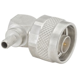 1 pcs - Rosenberger, Plug Cable Mount N Connector, 50Ω, Crimp, Solder Termination, Right Angle Body