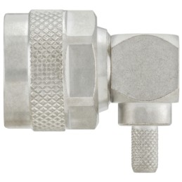 1 pcs - Rosenberger, Plug Cable Mount N Connector, 50Ω, Crimp, Solder Termination, Right Angle Body