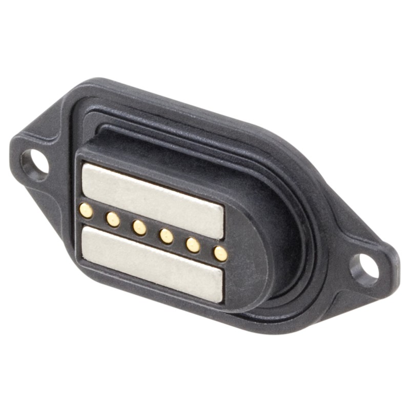 1 pcs - Rosenberger, MultiMag 6, Straight Panel Mount Female Magnetic Connector, Solder Termination