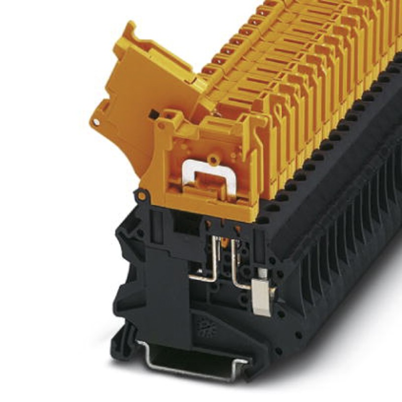 1 pcs - Phoenix Contact UT 4-HEDI Series Black, Orange Feed Through Terminal Block, 4mm², Single-Level, Screw Termination