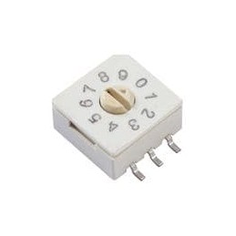 10 pcs : 221AMA10R - Coded Rotary Switches 10 Pos. Gull Wing Flush Arrow Slotted