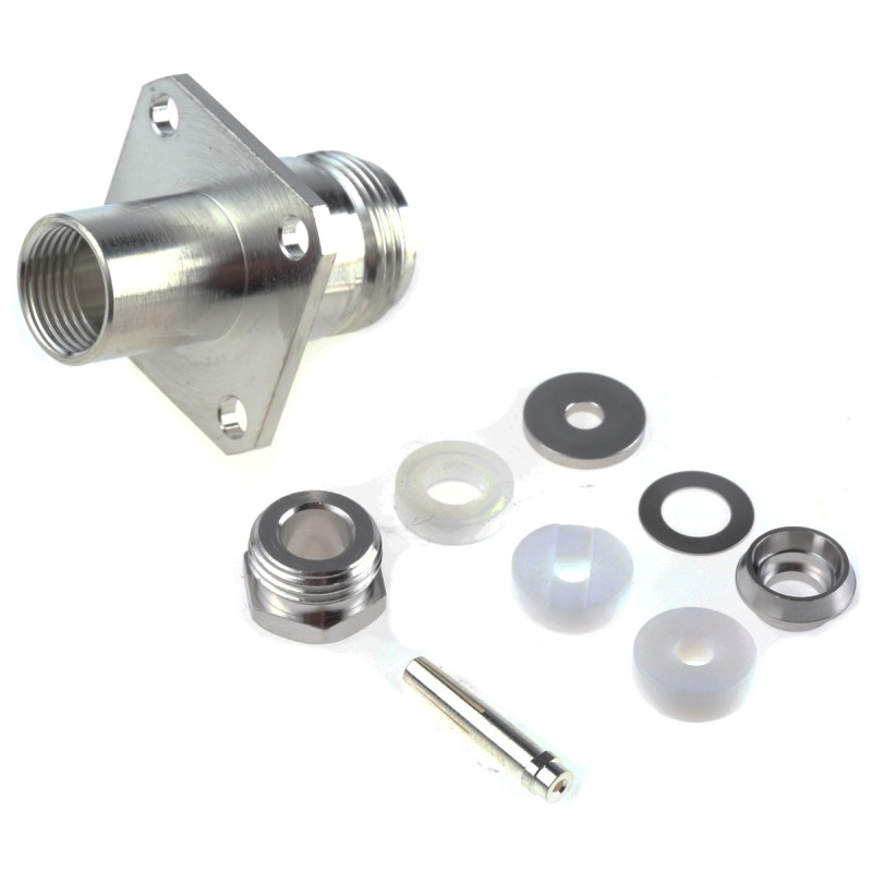 1 pcs - Telegartner, jack Panel Mount N Connector, 50Ω, Clamp Termination, Straight Body