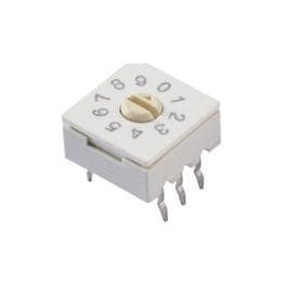 10 pcs : 221ADA10 - Coded Rotary Switches 10 Pos. Thru Hole Flush Arrow Slotted