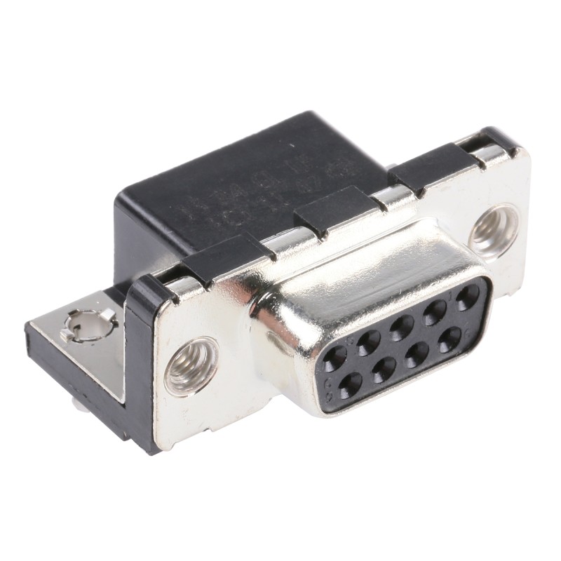 1 pcs - Amphenol ICC Delta D 9 Way Right Angle Through Hole D-sub Connector Socket, 2.74mm Pitch, with M3 Inserts