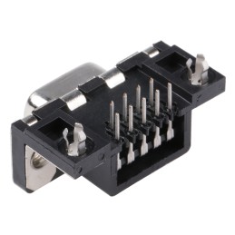 1 pcs - Amphenol ICC Delta D 9 Way Right Angle Through Hole D-sub Connector Socket, 2.74mm Pitch, with M3 Inserts