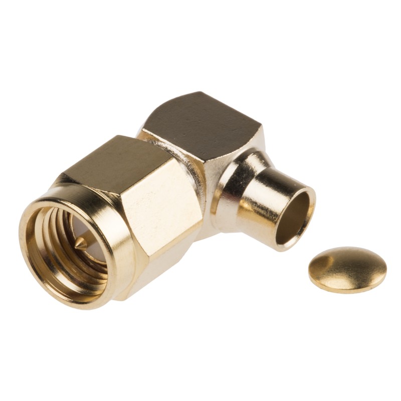 1 pcs - RS PRO, Plug Cable Mount SMA Connector, 50Ω, Solder Termination, Right Angle Body