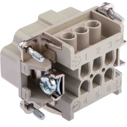 1 pcs - Epic Contact Connector Insert, 6 Way, 16A, Male, H-BE, Cable Mount, 600 V