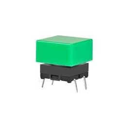10 pcs : JB15KP-2F - Tactile Switches OFF-(ON) PC MOUNT FLAT GREEN CAP