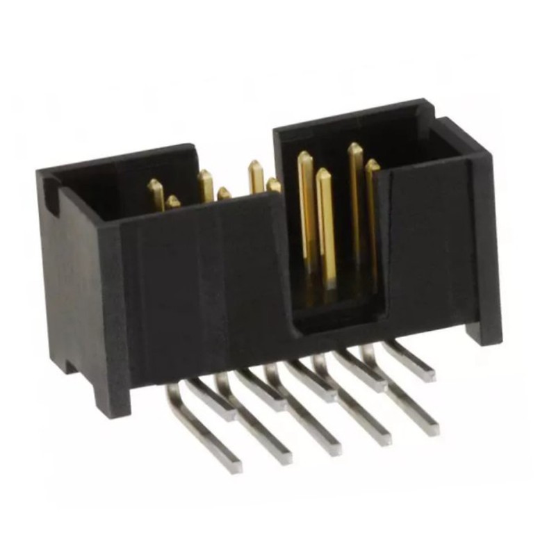 1 pcs - TE Connectivity AMP-LATCH Series Right Angle Through Hole PCB Header, 10 Contact(s), 2.54mm Pitch, 2 Row(s), Shrouded