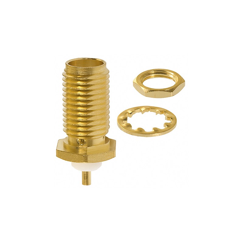 1 pcs - Cinch Connectors SMA Series, jack Panel Mount SMA Connector, 50Ω, Solder Termination, Straight Body