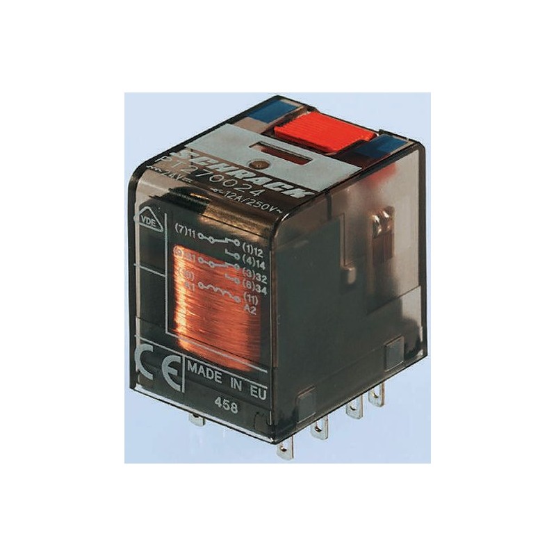 1 pcs - TE Connectivity PCB Mount Power Relay, 24V dc Coil, 12A Switching Current, DPDT