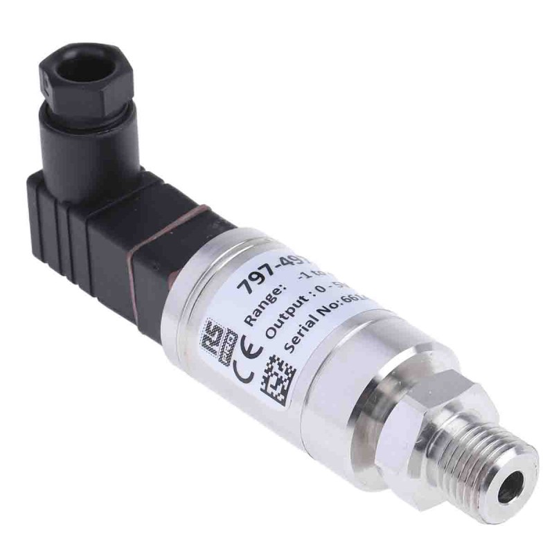 1 pcs - RS PRO Pressure Sensor, -1bar Min, 9bar Max, Voltage Output, Relative Reading