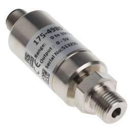 1 pcs - RS PRO Pressure Sensor, 0bar Min, 100bar Max, Analogue Output, Relative Reading