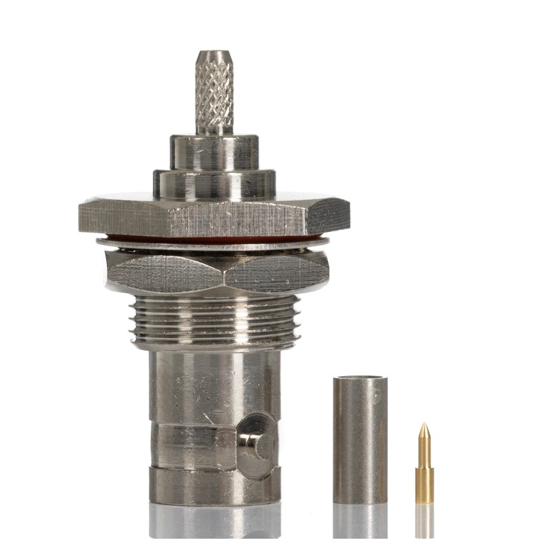 1 pcs - RS PRO, Plug Panel Mount BNC Connector, 50Ω, Crimp Termination, Straight Body